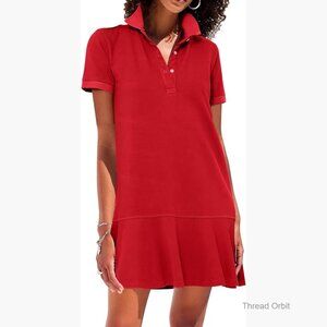Short Sleeve Polo Dress Ruffle Hem Mini Activewear Regular Fit